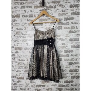 Y2K Fairycore Prom Dress Junior 5/6 Black Silver Short Whimsigoth Pixie Grunge